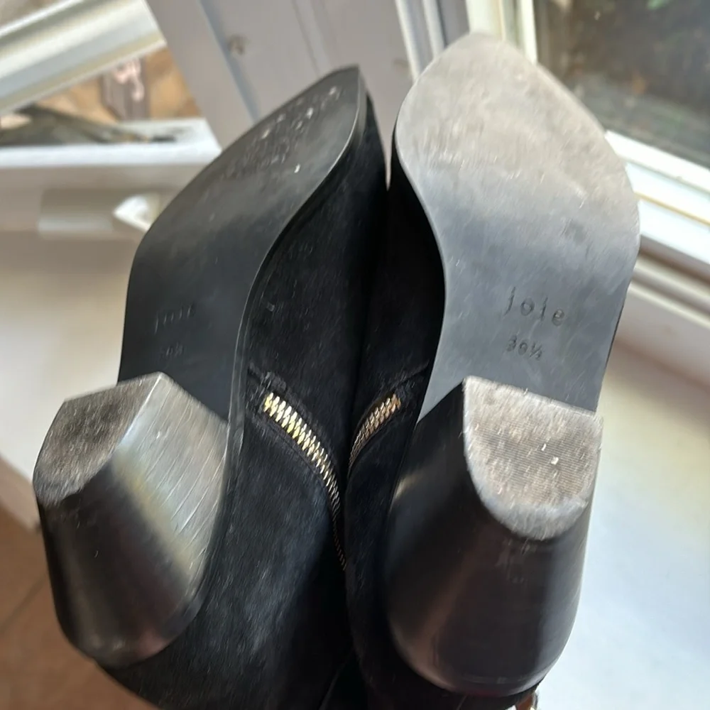 JOIE LADIES BLACK SUEDE ZIPPER BOOTIES-6.5